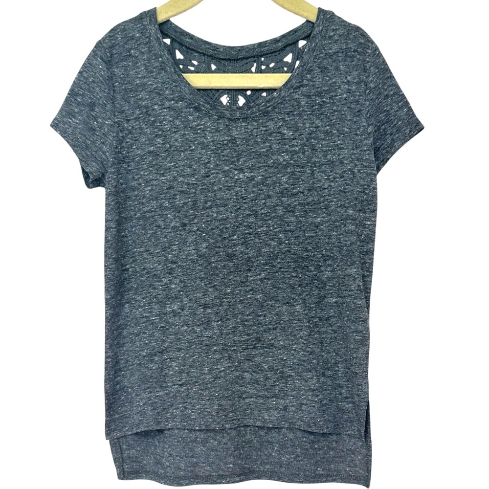Girl's Old Navy Acid Washed Gray Lattice-Back Short Sleeve T-Shirt - Size 5 (XS)